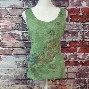 Nally & Millie Asian Inspired Koi Fish Rib Knit Tank Top